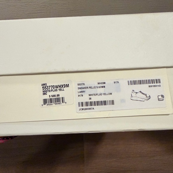 Alexander McQueen White and Neon Yellow Sneakers - Picture 2 of 5